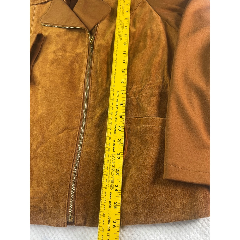IMAN Genuine Leather Suede Moto‎ Jacket Women's 1X Brown Zipper Pockets - Picture 4 of 7